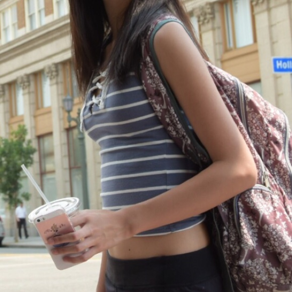 A&F Essential Striped Lace-Up Tank